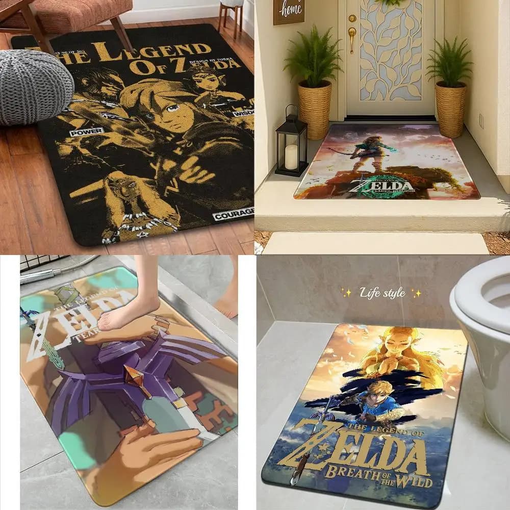 Tappeto lavabile antiscivolo The Legend of Zelda per corridoio, soggiorno, sedie, cucina, zerbino, tappeto decorativo