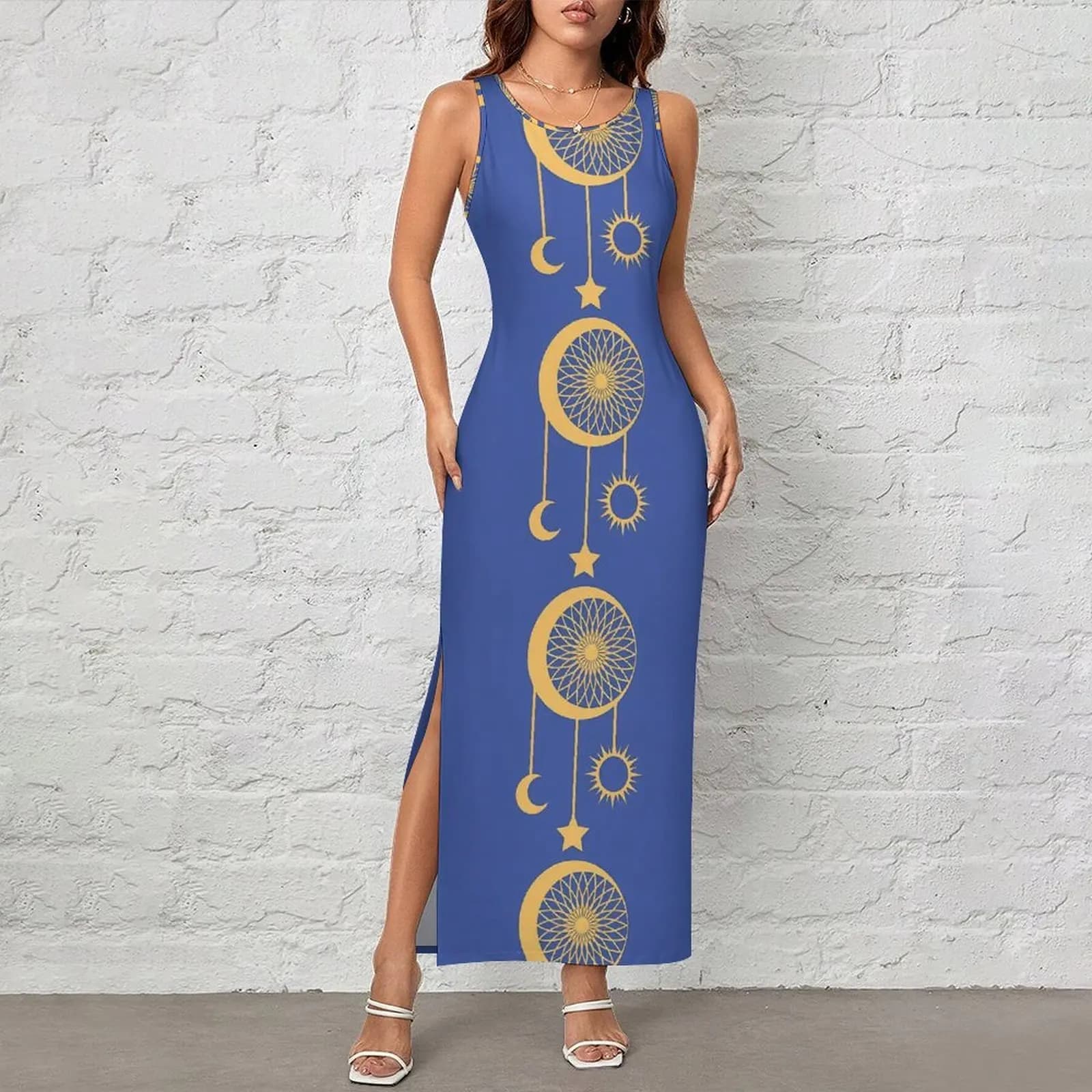 Bohemian Dream Catcher Dress Sleeveless Thunder Kawaii Maxi Dresses Holiday Street Fashion Printed Bodycon Dress Large Size