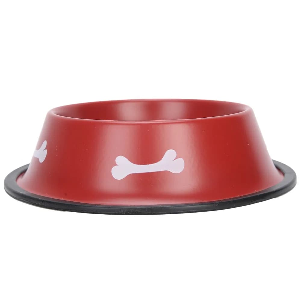 Paint Coated Pet Bowl Anti Slip Drop Tough Dog Food Bowl Bone Print Smooth Polished Metal Pet Dish Household Pet Care