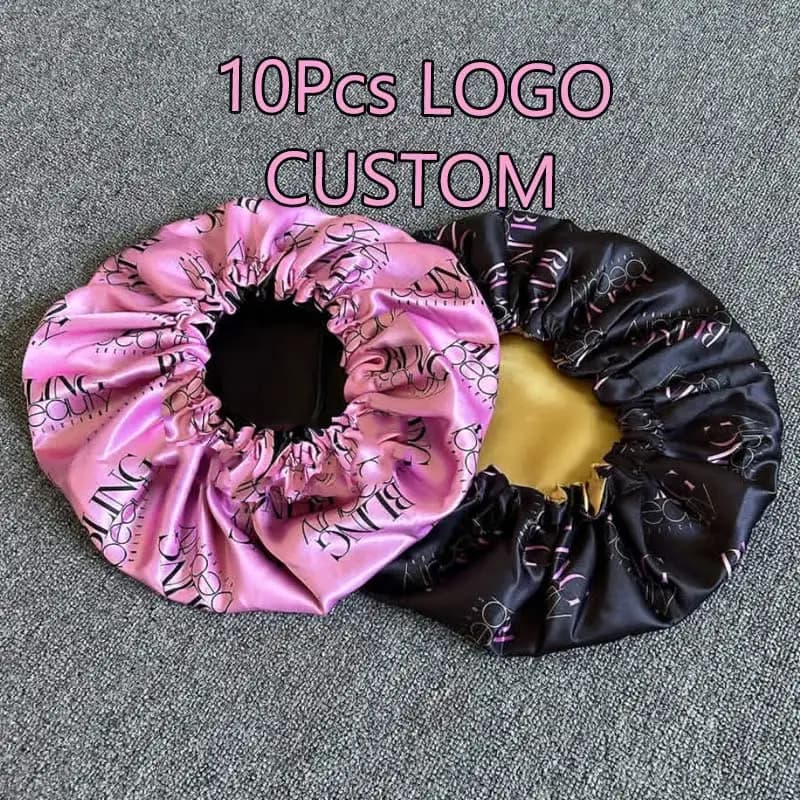 Custom Silk Bonnets Personalized Satin Sleep Cap Women Adjustable Hair Hat Beauty Night Sleeping Cap All Over Logo Customize