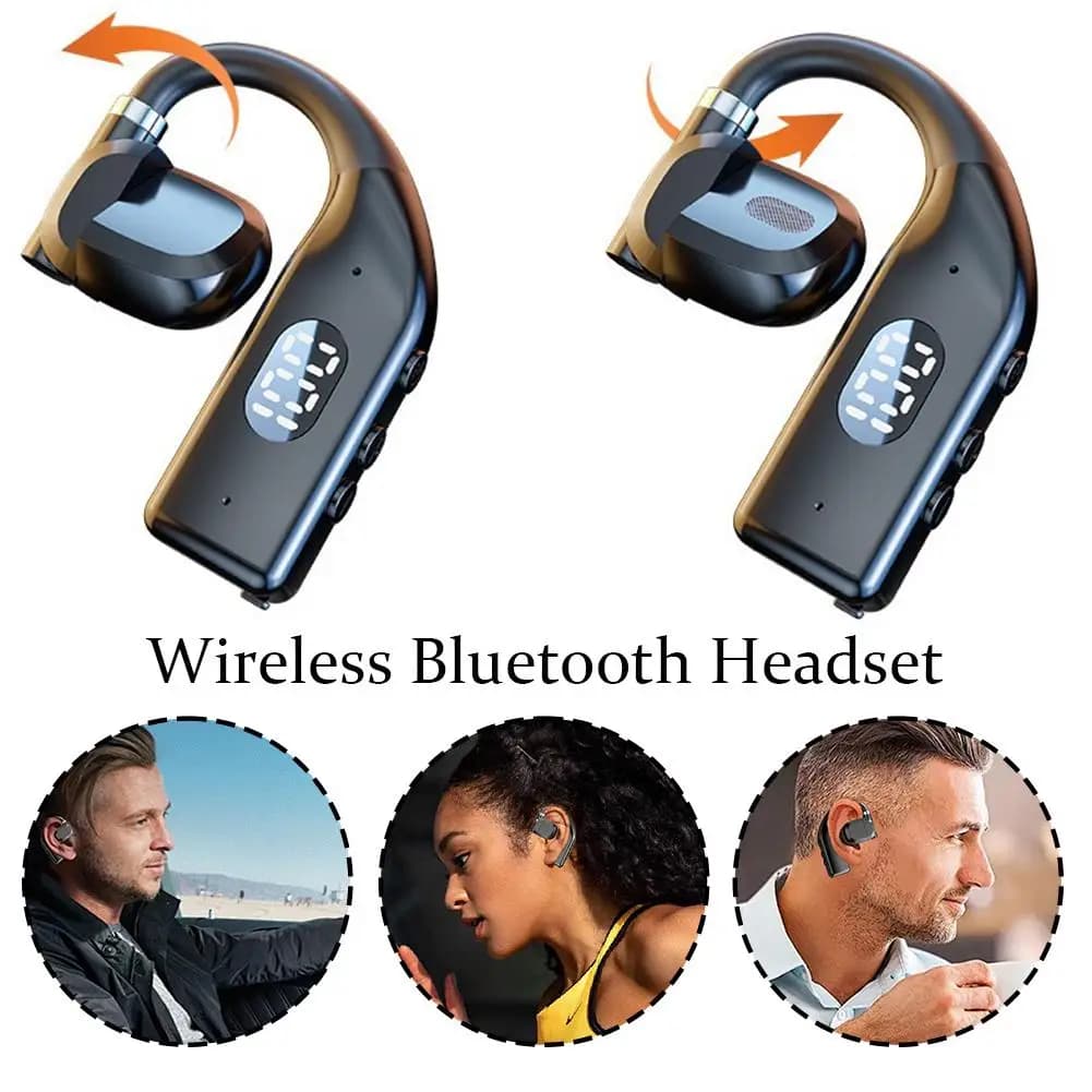 Auricolari Bluetooth 5.4 Wireless con Gancio per Orecchio, Microfono per Gaming e Sport, Riduzione del Rumore, Cuffie HiFi Stereo D5O0
