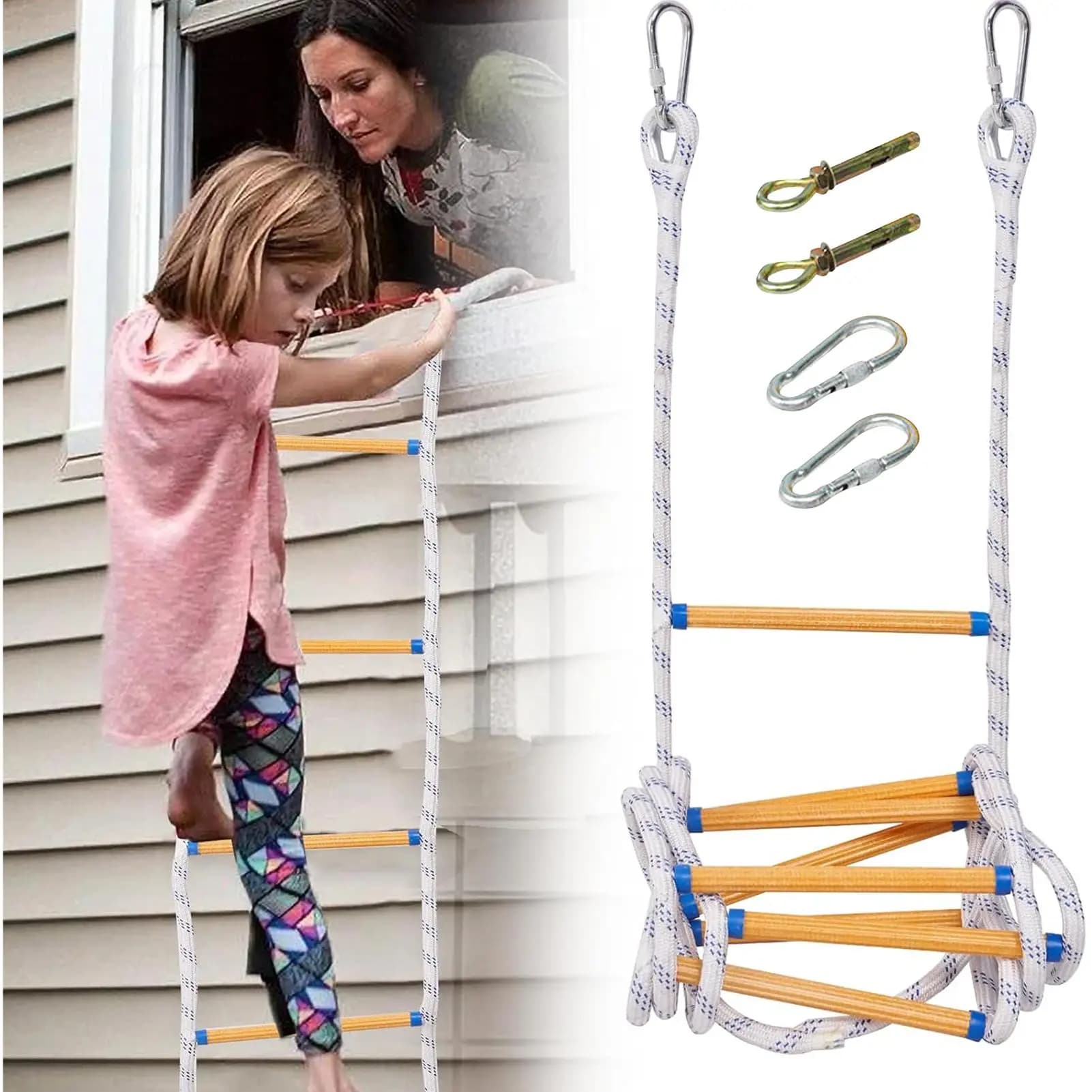 Rope Ladder For Boat Climbing Marine Rope Ladder Water Sports Safety Equipment Quick-Deploy Tool For Adults Wakeboarder