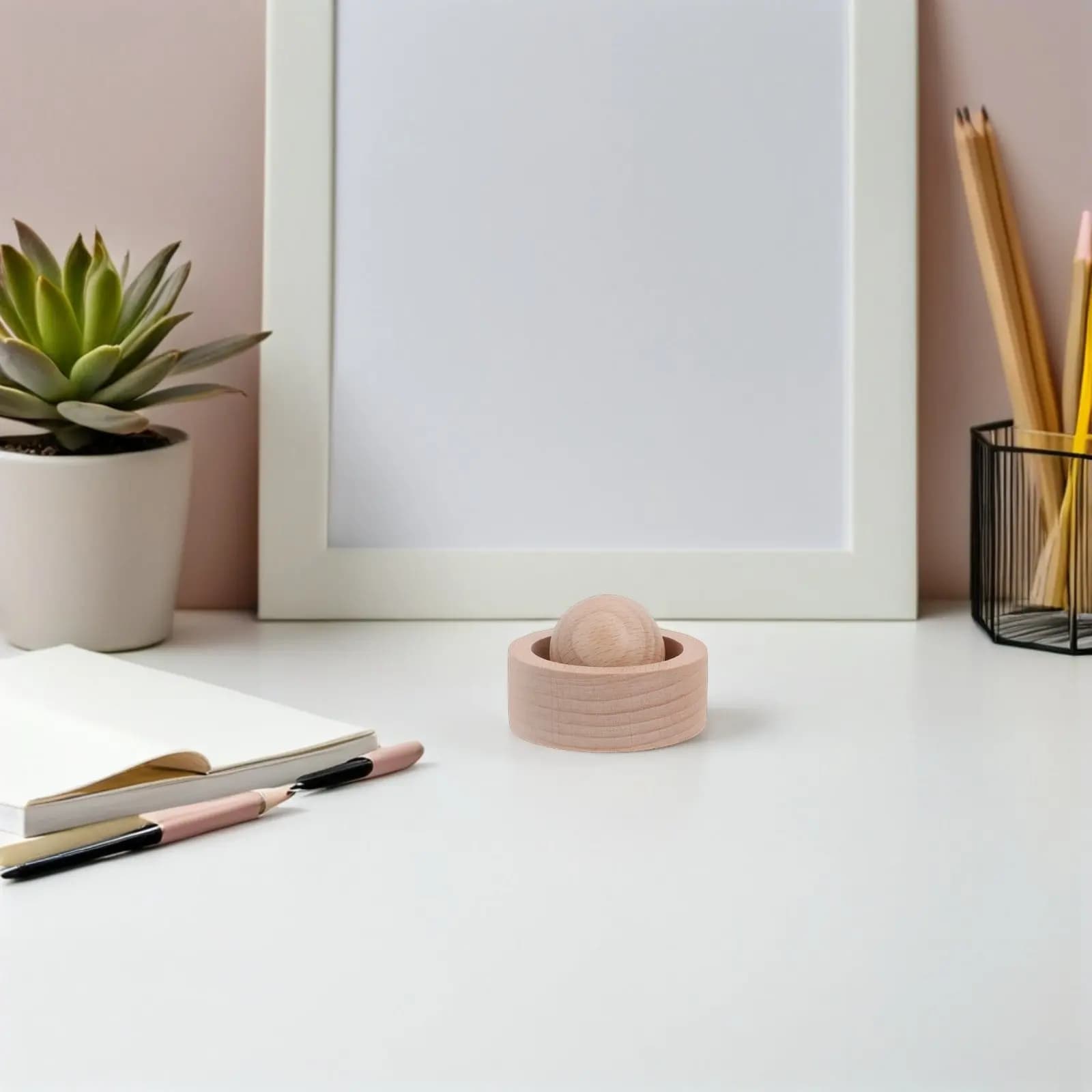 Set di 4 Mini Diffusori di Oli Essenziali in Legno, Diffusore di Fragranze Passivo Compatto per Scrivania e Stanza, Aromaterapia Senza Acqua