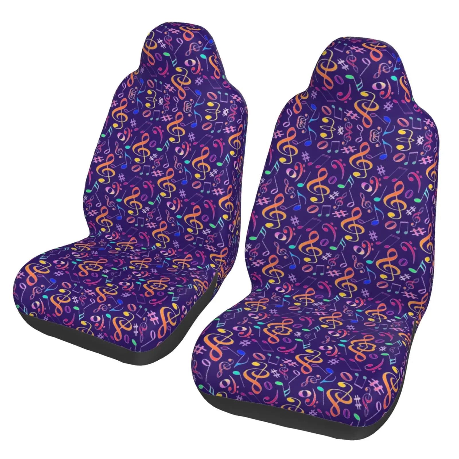 Color Note Print Universal Car Seat Cover Suitable for All Car Seat Cover Protectors 2-piece Set for Both Men and Women