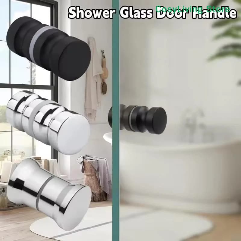 [CL]Stylish Shower Glass Door Handle Sliding Shower Doors Knob Double Sided Pull Hardware Replacement For Bathroom Glass Doors