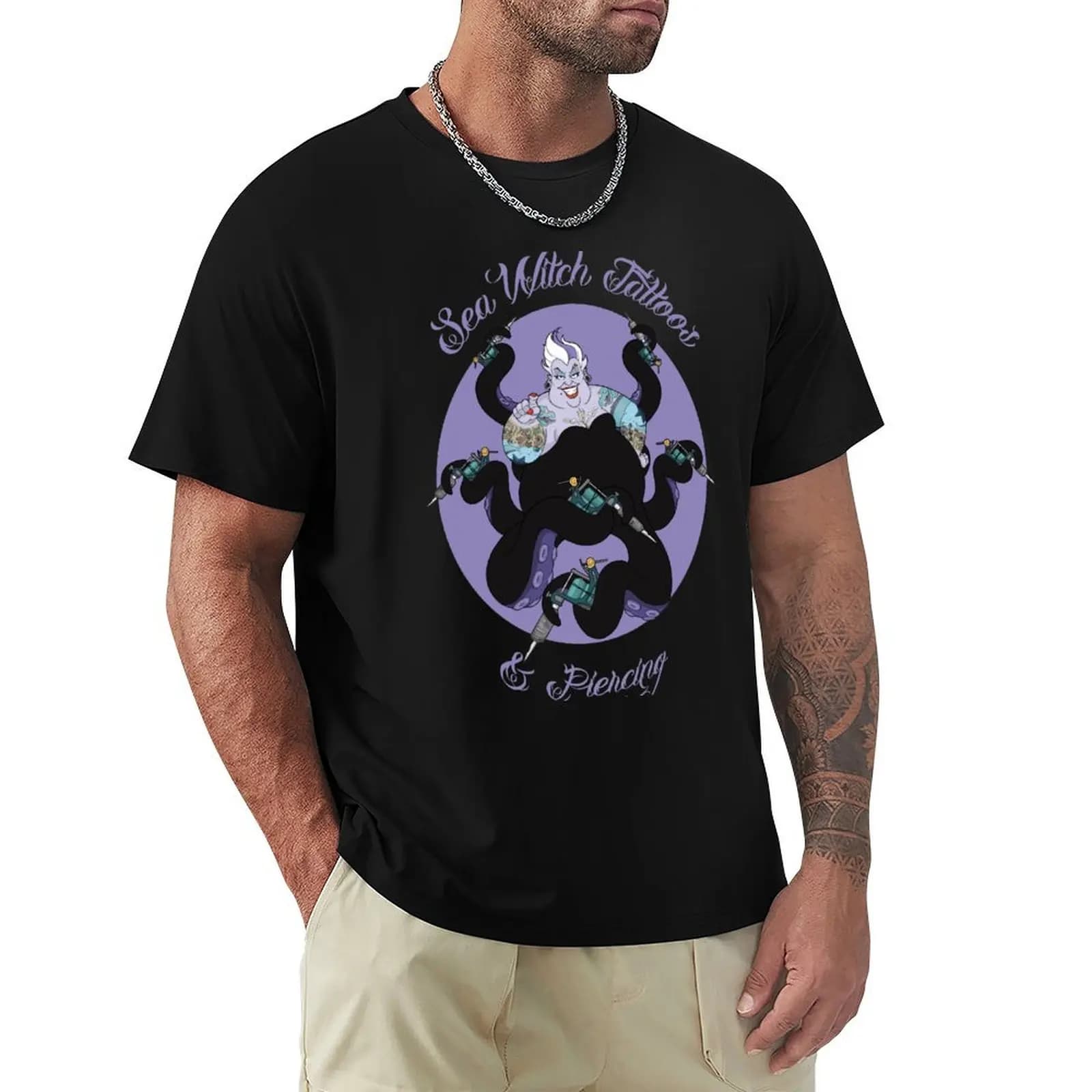 T-shirt Sea Witch Tattoos & Piercing in morbido cotone anti-restringimento