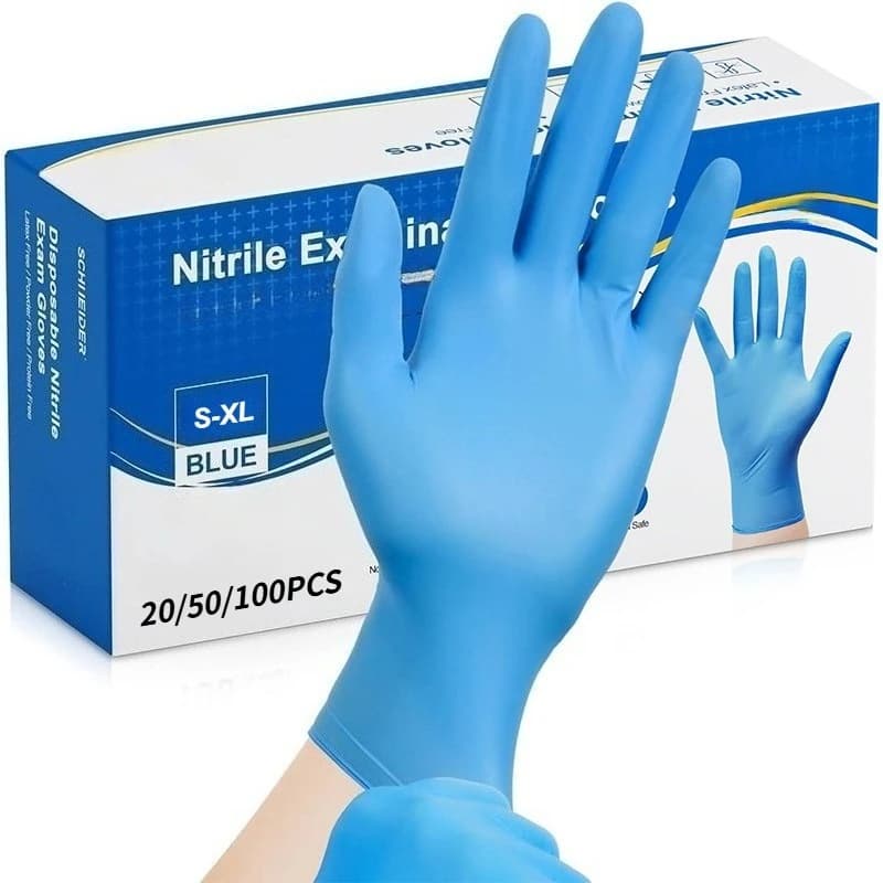 20/50/100 Pezzi Guanti in Nitrile Blu Monouso Impermeabili per Parrucchieri, Pulizia Cucina, Cura Animali, Strumenti per Tatuaggi