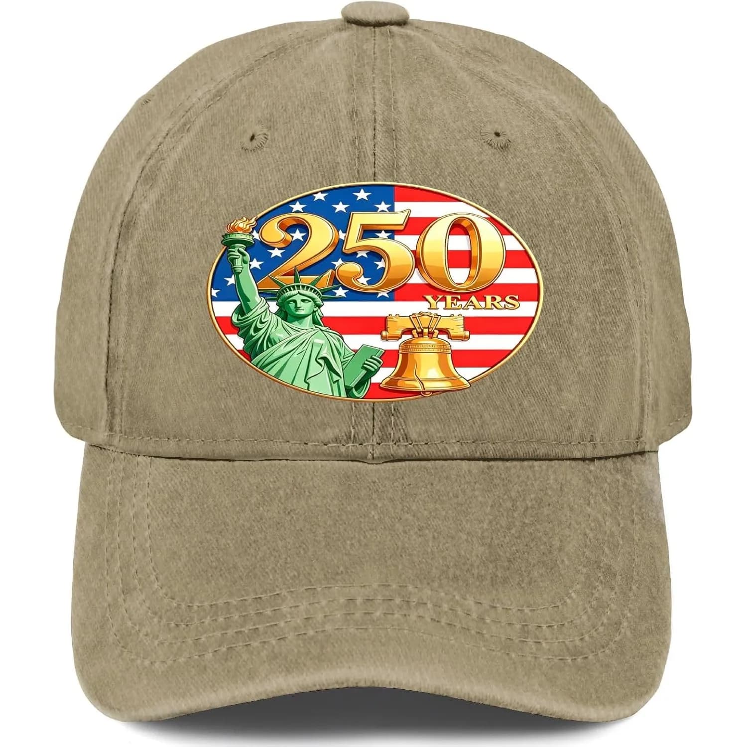 American 250 Years Anniversary Baseball Cap Washed Denim Adjustable Patriotic Sun Hat