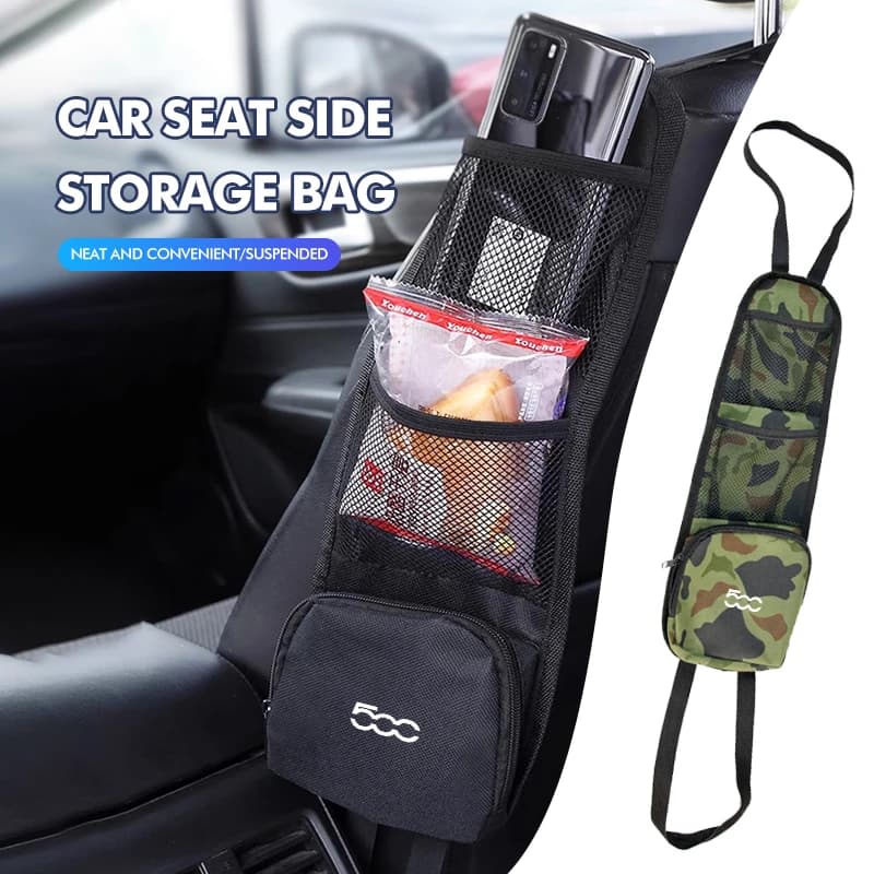 Car Seat Side Storage Hanging Bag Mesh Drink Holder Phone Wallet For Fiat Panda Freemont Linea Strada Ducato Egea Croma Abarth