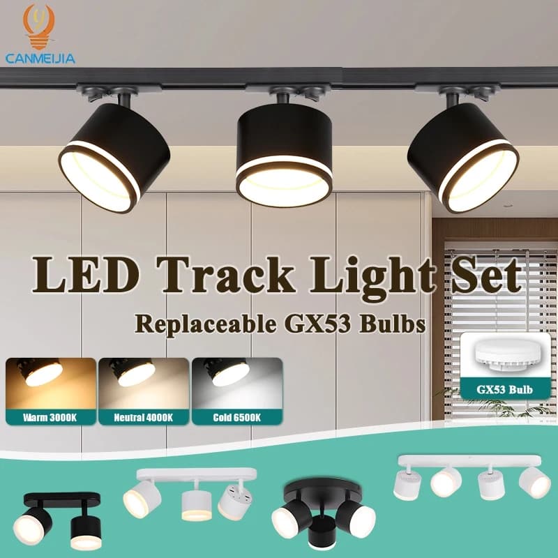 Faretto orientabile GX53 a 3 colori AC85-265V per soggiorno, camera da letto, negozio, lampadario, illuminazione domestica per cucina