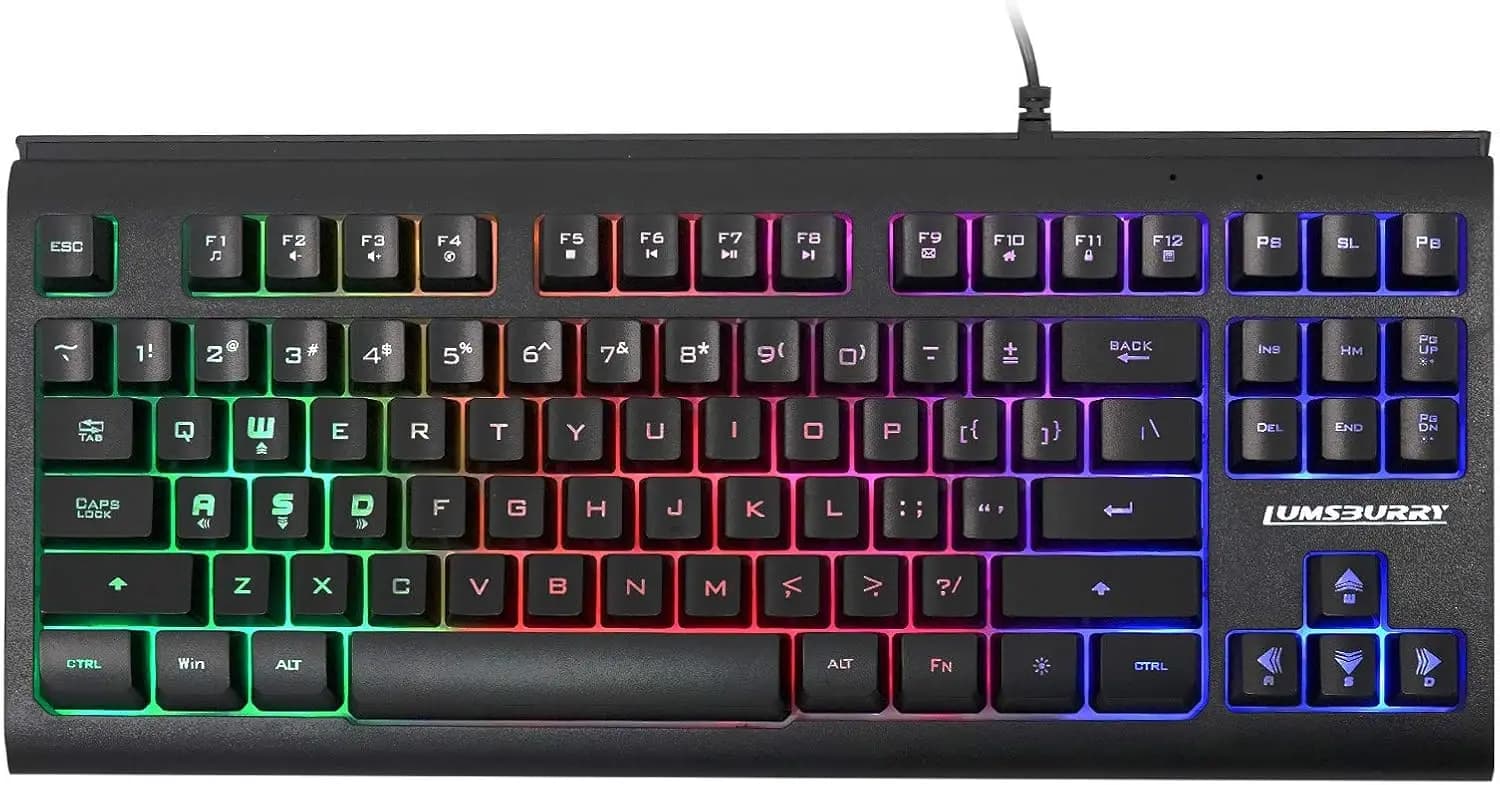 Tastiera USB Cablata Compatta a 87 Tasti con Retroilluminazione LED Arcobaleno per PC Gaming Laptop Ufficio