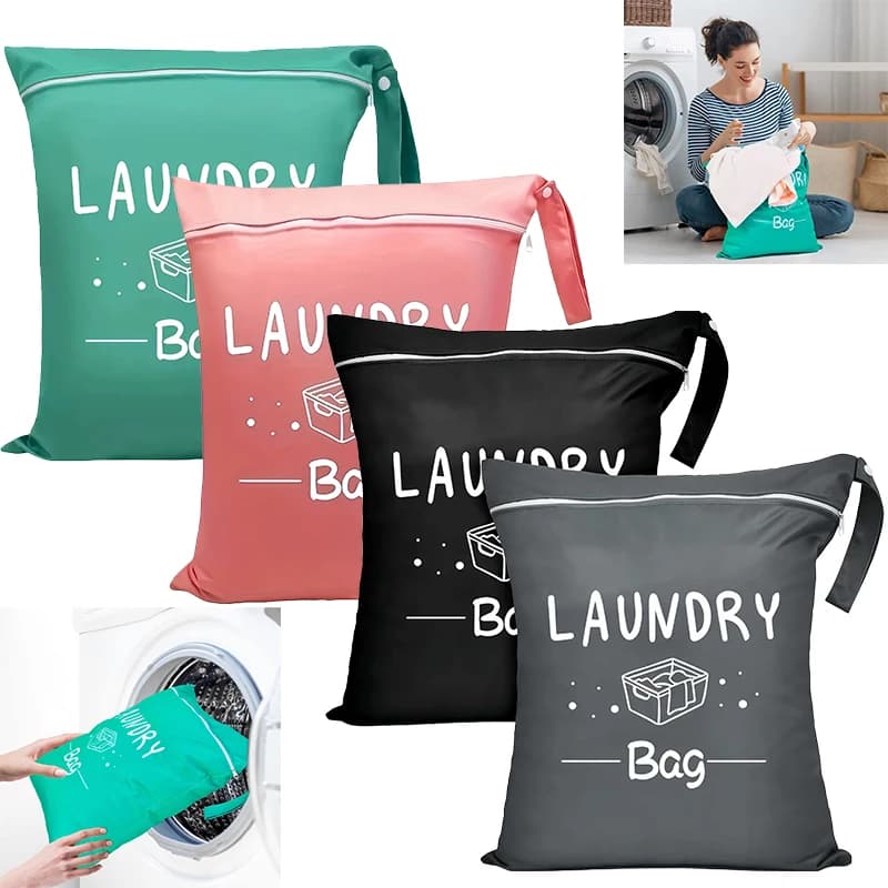 Travel Laundry Bags with Zip, Waterproof Laundry Bag Travel, Reusable Wet Bag with Zip, Waterproof Laundry Bag for Fitness