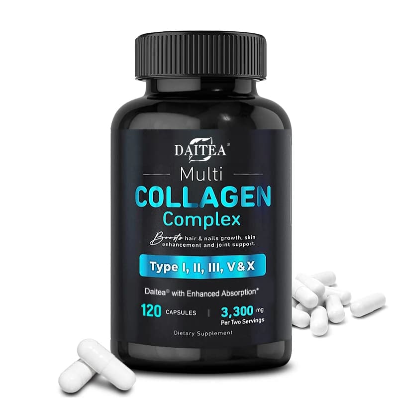 Capsule Multi Collagene per Donne e Uomini - Peptidi di Collagene (Tipo I, II, III, V, X), Anti-Invecchiamento, Senza Glutine, Non-OGM