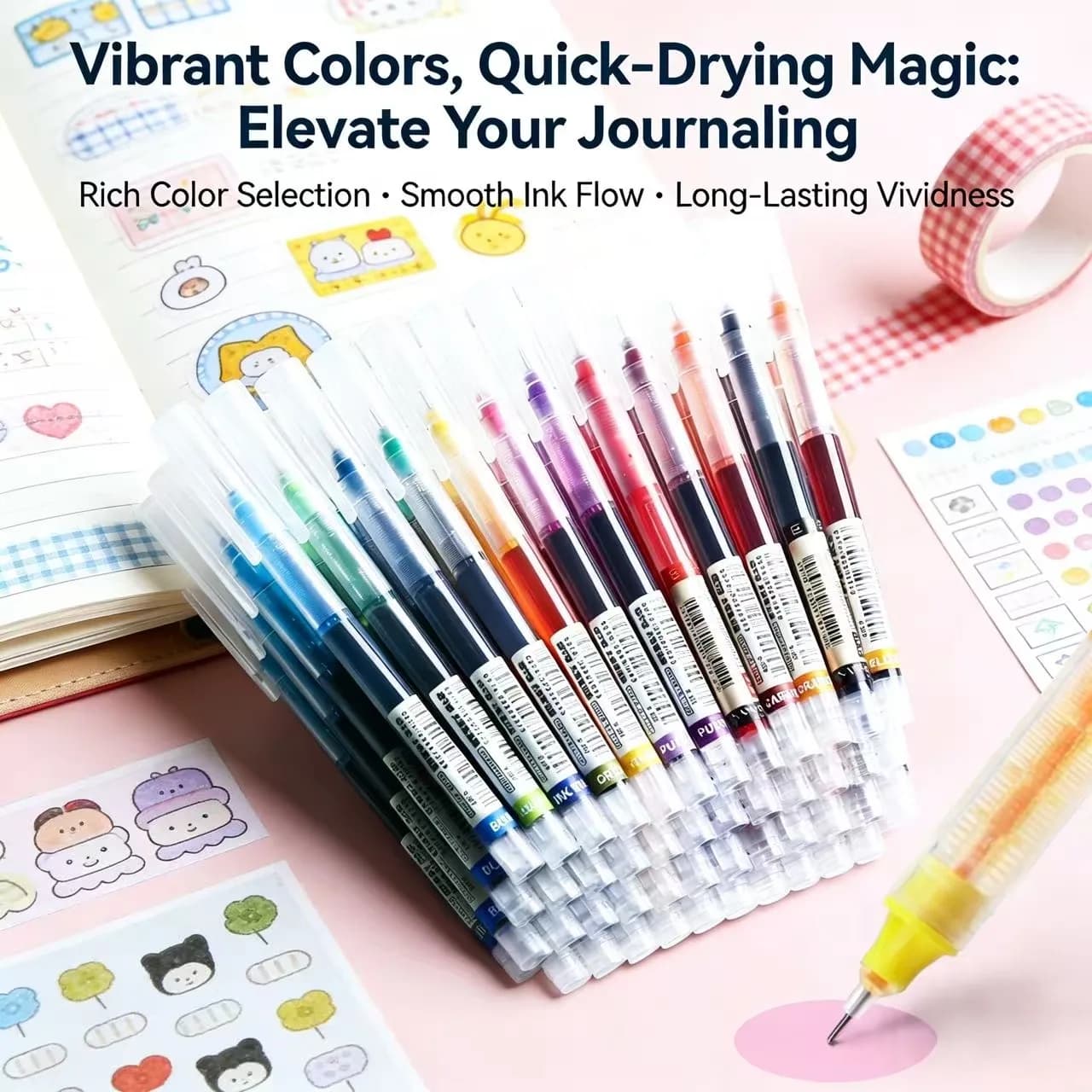 Set di 5-50 Penne a Inchiostro Liquido, Penne Gel a Punta Fine per Disegno e Scrittura, Articoli per Ufficio e Scuola, Penne Carine
