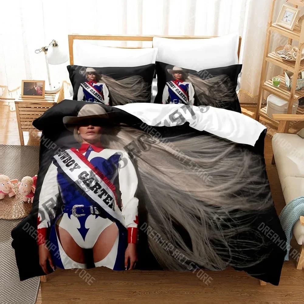 Set of 3D Printed Bedlinen Cowboy Carter Beyonce Single Bed Double Queen King Size Set Bed Sheets for Adult Children