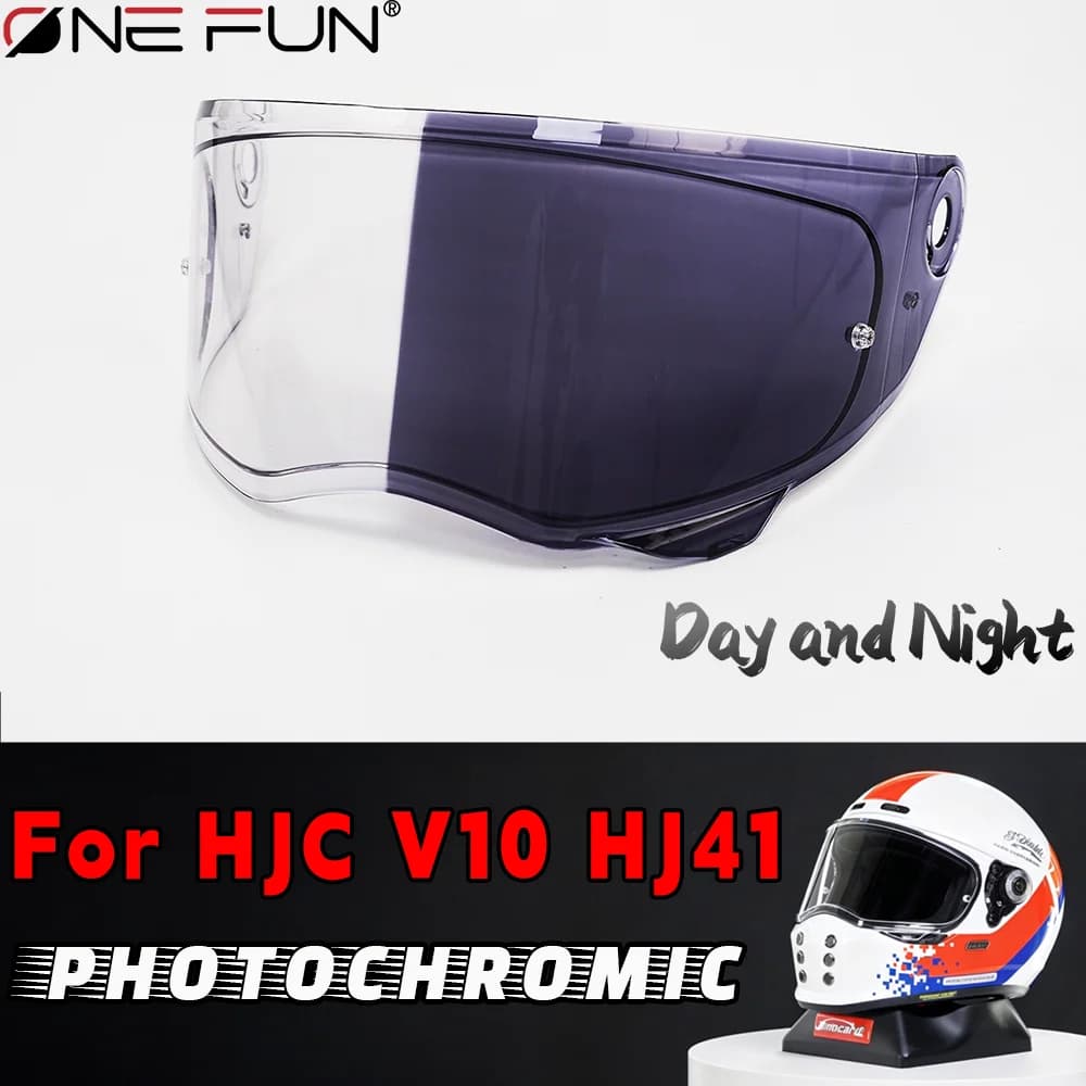Photochromic Motorcycle Helmet Visor, V10 Retro Helmet Face Shield UV-Protected for HJC V10 HJ-41 Visor, Scratch-Resistant