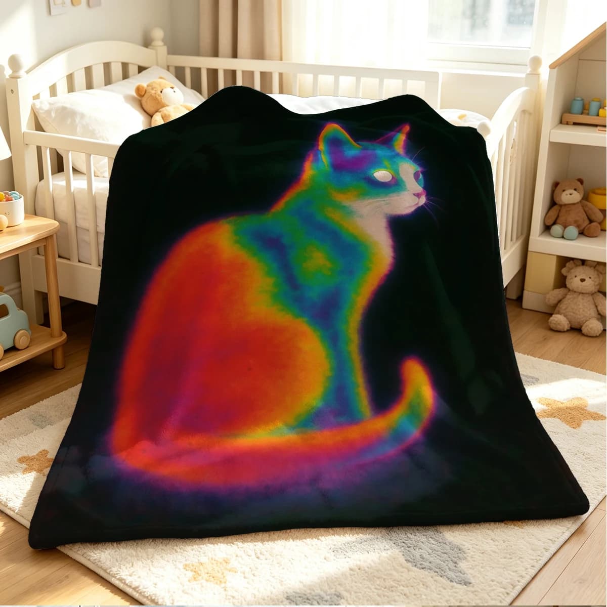 Heat Kitten Flannel Blanket Warm Soft Halloween Christmas Couch Warm Cozy Decorative Decor Gift for All Season