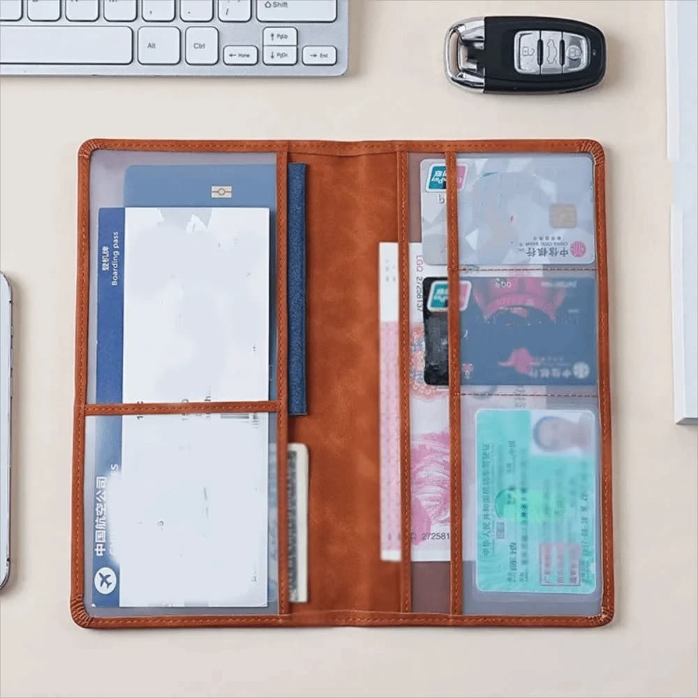 Card Holder PU Leather Passport Bag Passport Cover Purse Travel Wallet Airplane Check-in Multifunctional Passport Clip Women