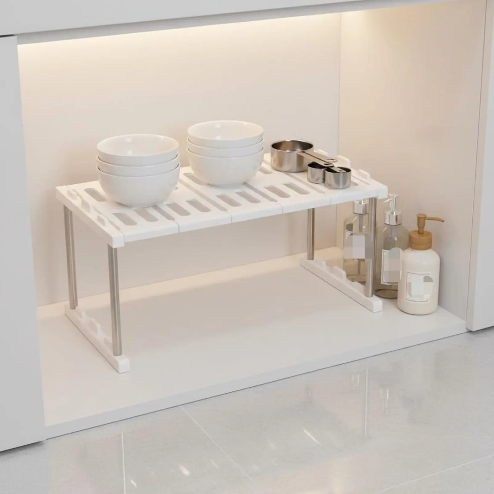 Foldable and Stackable Kitchen Shelves in Stainless Steel, Organizer Underwire Easy to Clean for Office