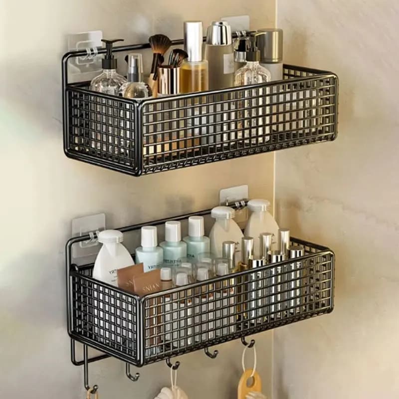 No‑Drill Wall‑Mount Bathroom Organiser Multifunctional Toiletries Organiser Waterproof Durable Storage Rack for Bathroom Kitchen