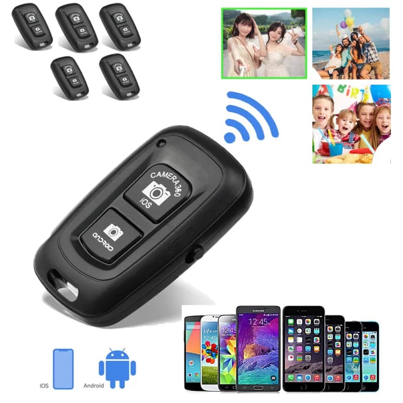 Telecomando Bluetooth Wireless per Fotocamera Smartphone, Mini Pulsante di Controllo, Self Timer Compatibile con iPhone e Telefoni Android