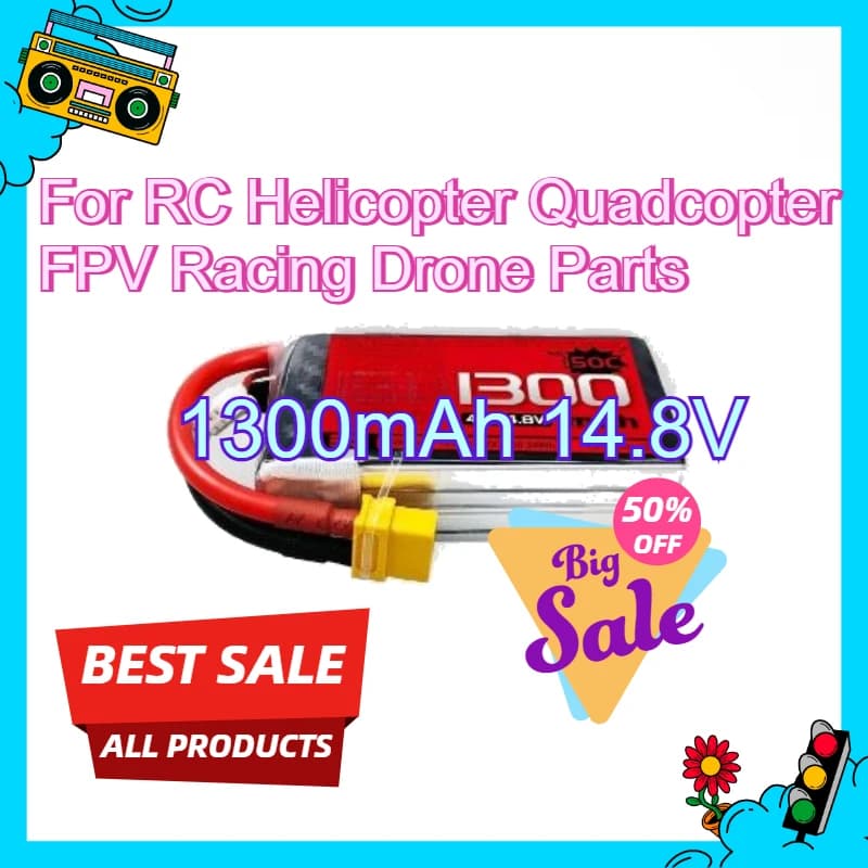 Batteria ricaricabile ad alte prestazioni 1300mAh 14.8V Droni Batteria LiPo per parti di droni da corsa RC Helicopter Quadcopter FPV