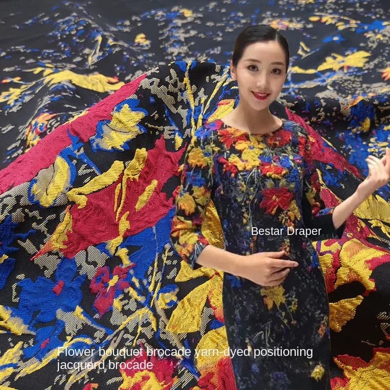 Jacquard Brocade Fabric Spring Summer Diy Sewing Dress Trench Coat European Brand Embossed Yarn-dyed Fabrics