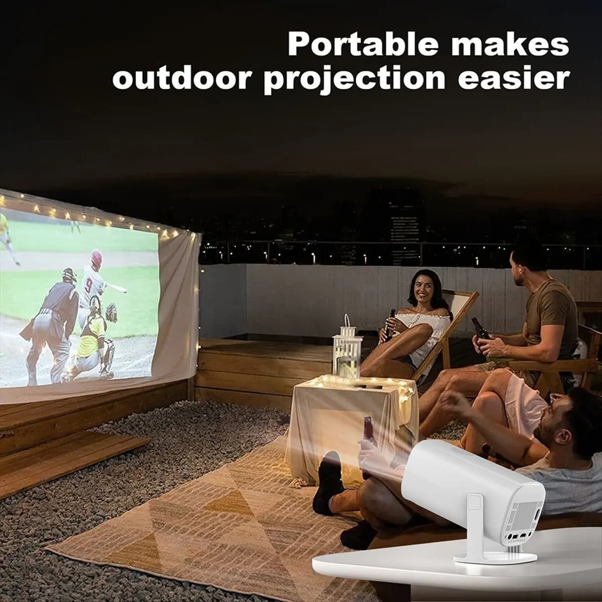 (ABGQ) Mini Proiettore con Wi-Fi e Bluetooth, Proiettore Smart Portatile con Angolo di Visione a 180° ° Proiettore Cinematografico Rotante Compatto 4K Full HD EU