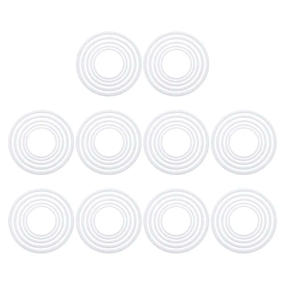 60Pcs Dream Catcher Rings White Plastic Round Hoops DIY Craft Supplies Macrame Floral Wedding Home Decor Wrapping Ring