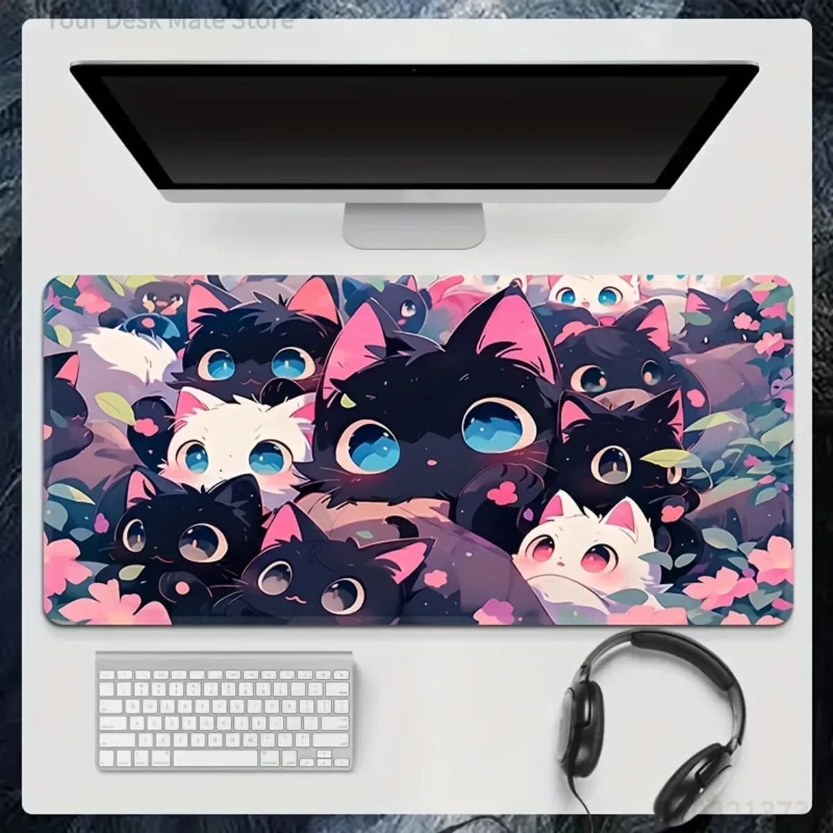 Adorable Cat Group Mouse Pad Rubber Non-Slip Desk Mat Perfect for Gaming Office Study Gift Giving