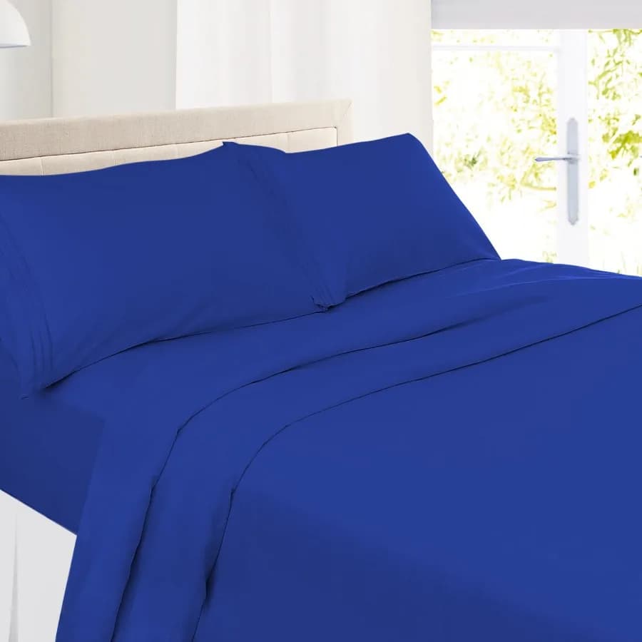 Premier 1800 Microfiber Collection 3-Line Bed Sheet Set King Size Royal Blue