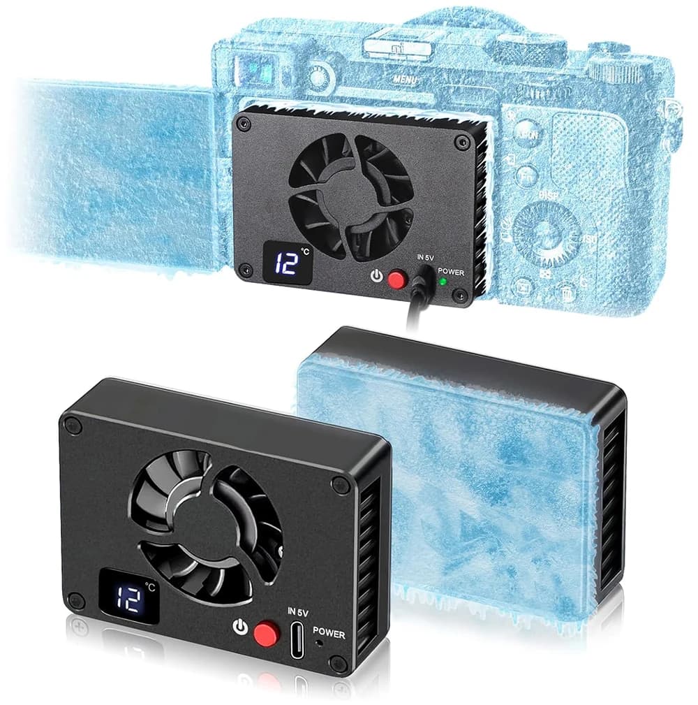 Ventole di raffreddamento universali per fotocamera con schermo laterale per Canon R5 R6 R7 R8 riducono il calore estendere il radiatore del tempo di registrazione 4K per Sony A7M4 ZVE10