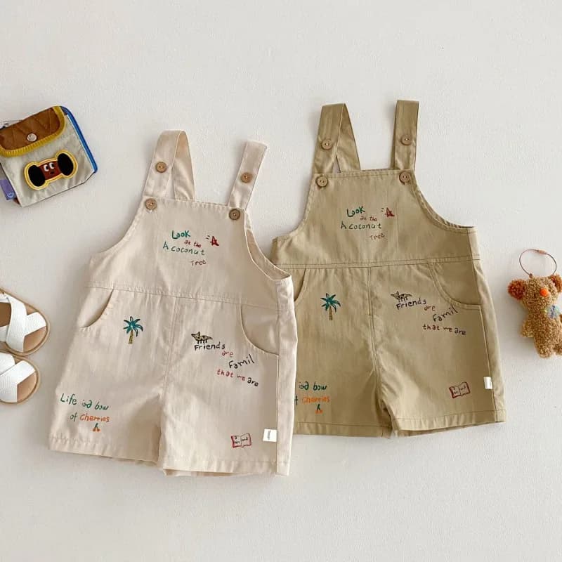Simple Style Kids Wide Salopette Korean Style Letters of Cartoon Boys Straps Shorts Shorts Casual Shorts for Baby Pretty Summer Clothing