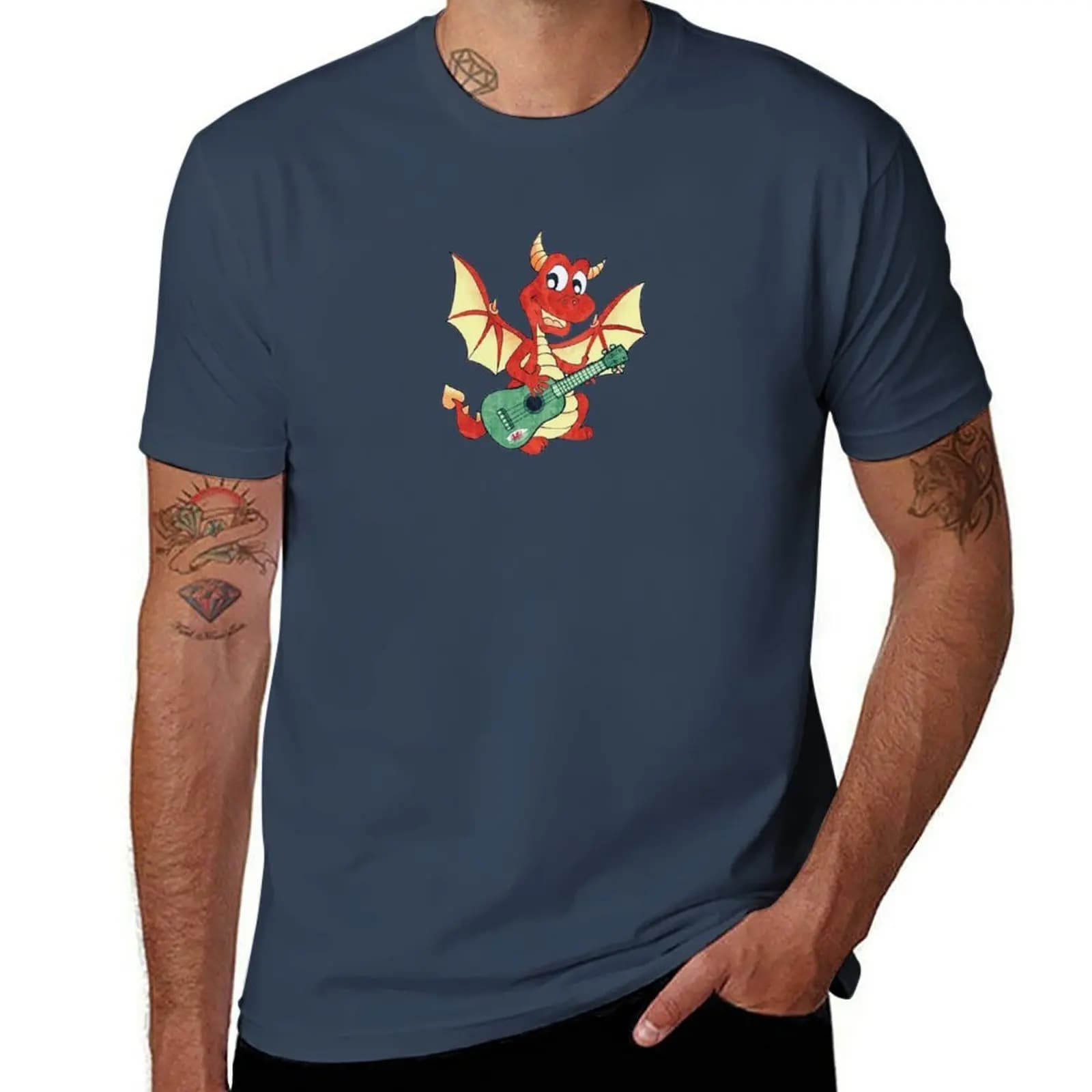 T-shirt Ukulele Wales Dragon Uke T-shirt casual basic di grandi dimensioni