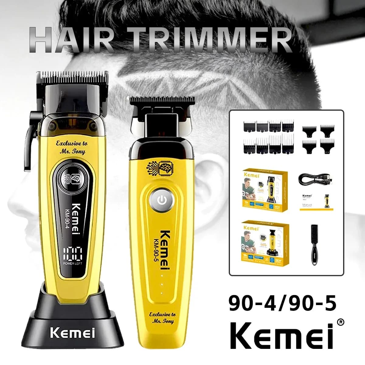 Kemei Professional 11500 RPM Haircut for barbers Hot sale Rechargeable Trimmer Bestseller Brushless Motor Haircut for men KM-90-4 KM-90-5