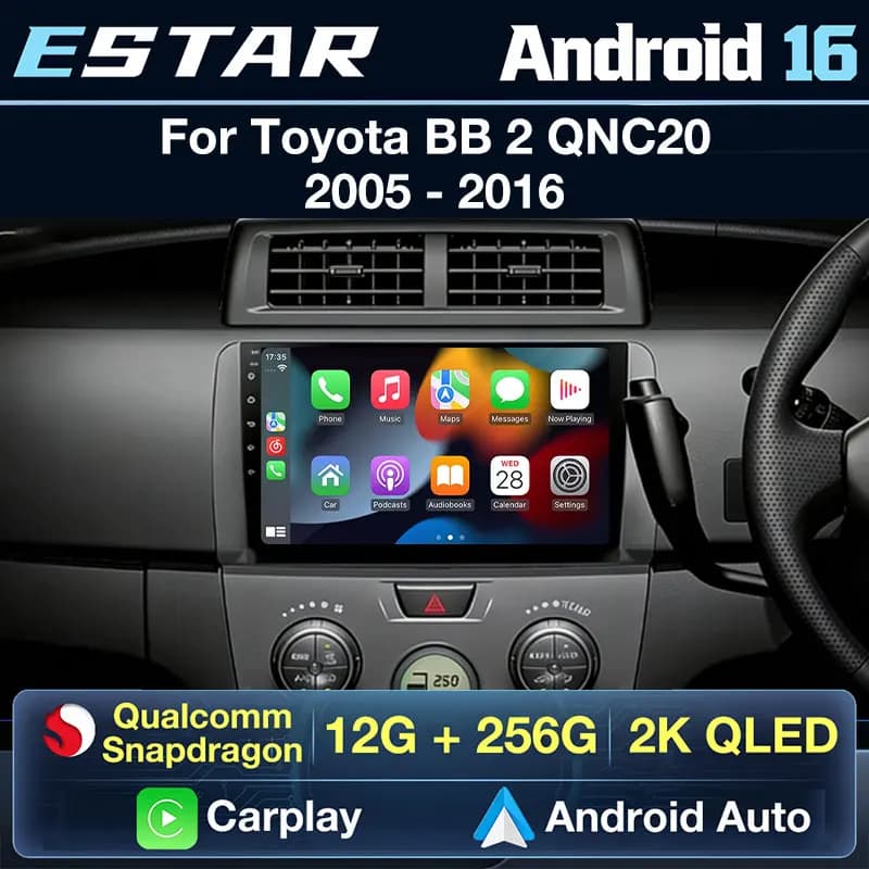 Android 16 Car Radio For Toyota bB 2 QNC20 2005 - 2016 GPS Multimedia Player Navi Head Unit 360 Camera Wireless Carplay Auto DSP