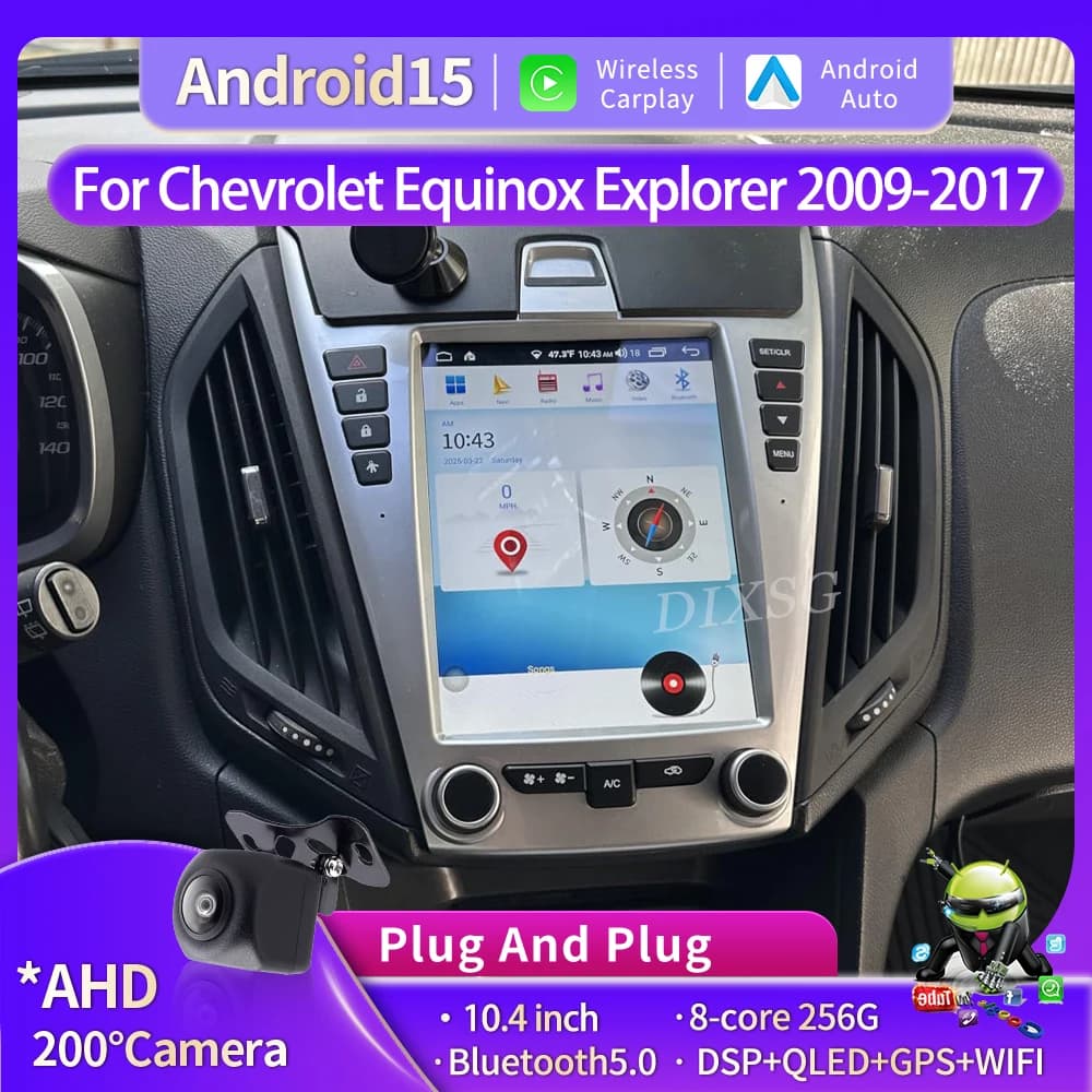 Android15 Per Chevrolet Equinox Explorer 2009-2017 Tesla Schermo Autoradio Automotive Multimedia Navigazione GPS Bluetooth CarPlay