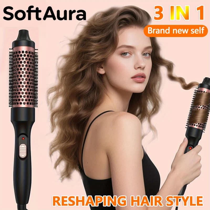 New Thermal Brush Arricciacapelli 2026 with PTC Heating, Iron Arricciacapelli Round 32mm, Hot Volumizing Brush for Hair Styling