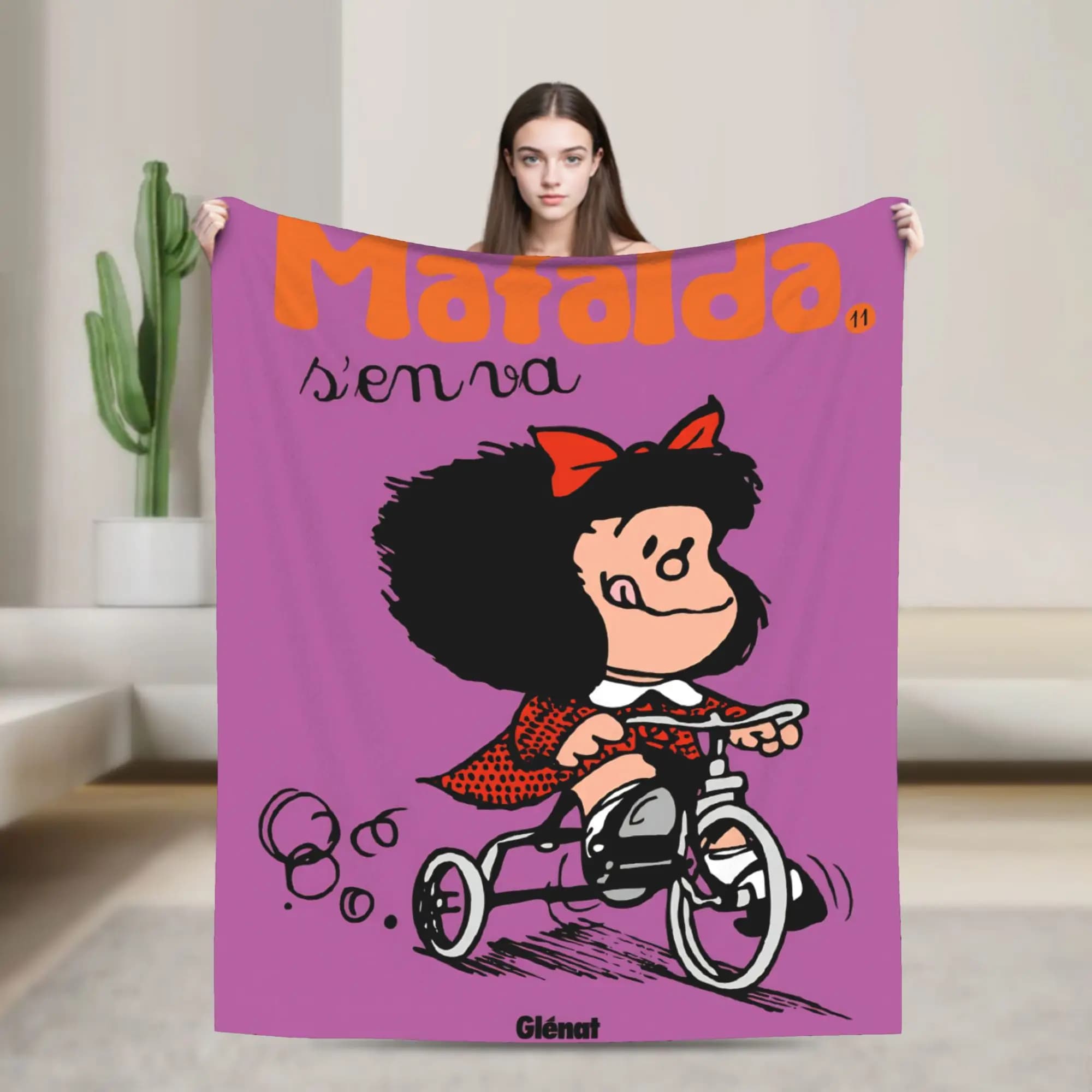 Soft Warm Blanket Travel Office Mafaldas Cartoon Throw Blanket Flannel Bedspread For Living Room Funny Sofa Bed Cover