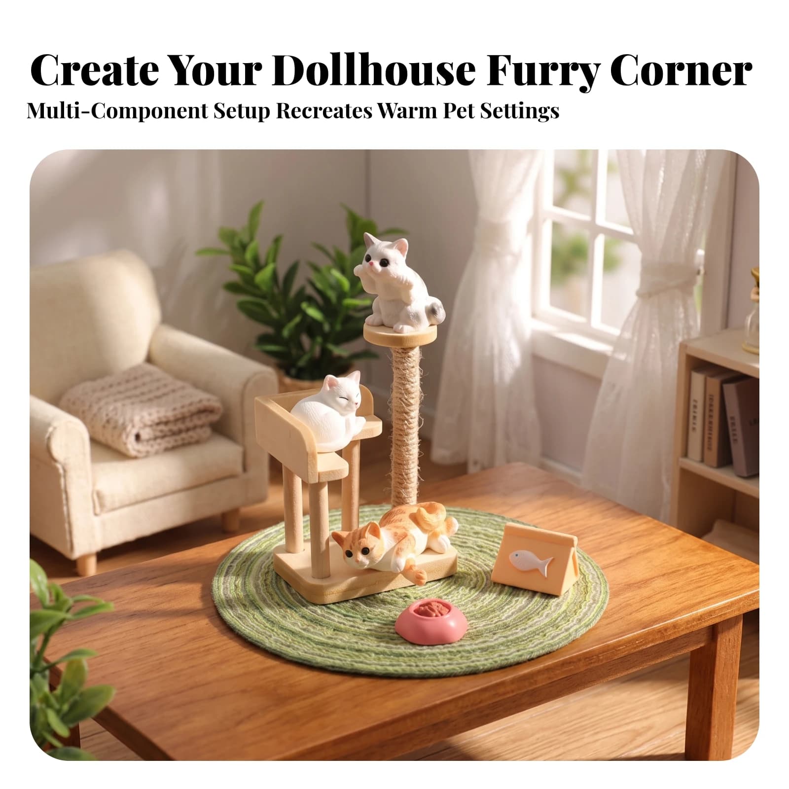 Miniature Cat Tree Cute Dollhouse Cat Tree Decoration Compact for Collectors, Photo Styling