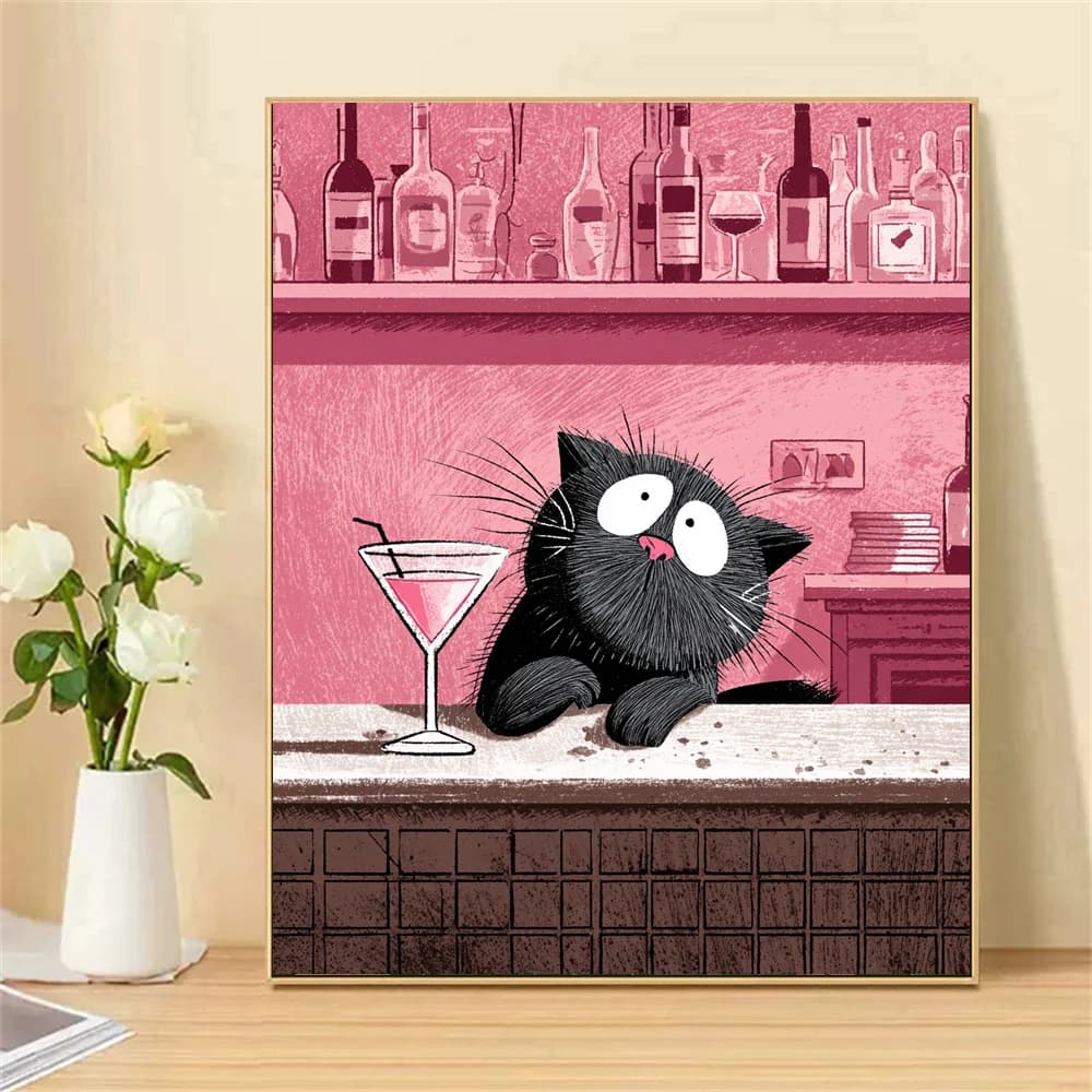 Paint by Numbers For Adult Kit The Watchful Kitten DIY Dropshipping acrylic Oil Painting Canvas by Number Home Decor
