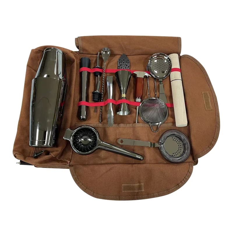 Kit da barista Set di attrezzi da cocktail in acciaio inossidabile con shaker Boston, include borsa porta attrezzi