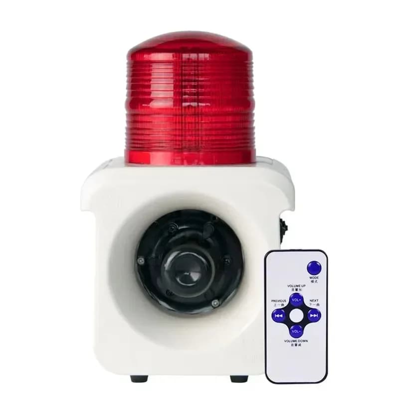 Sirena di Allarme Portatile a 12 Toni, 120dB con Luce Stroboscopica e Rilevatore di Fumo IP65