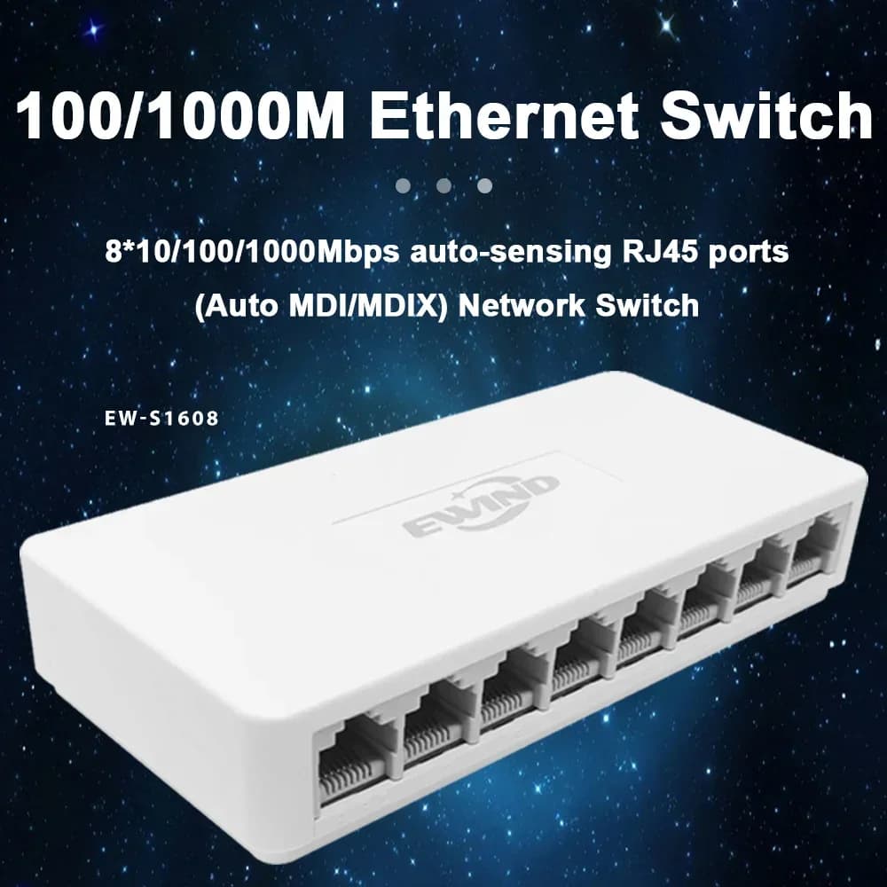 Switch Ethernet Gigabit EWIND 5/8 Porte 10/100/1000Mbps RJ45, Switch di Rete Desktop Veloce con Adattatore LAN Auto MDI/MDIX