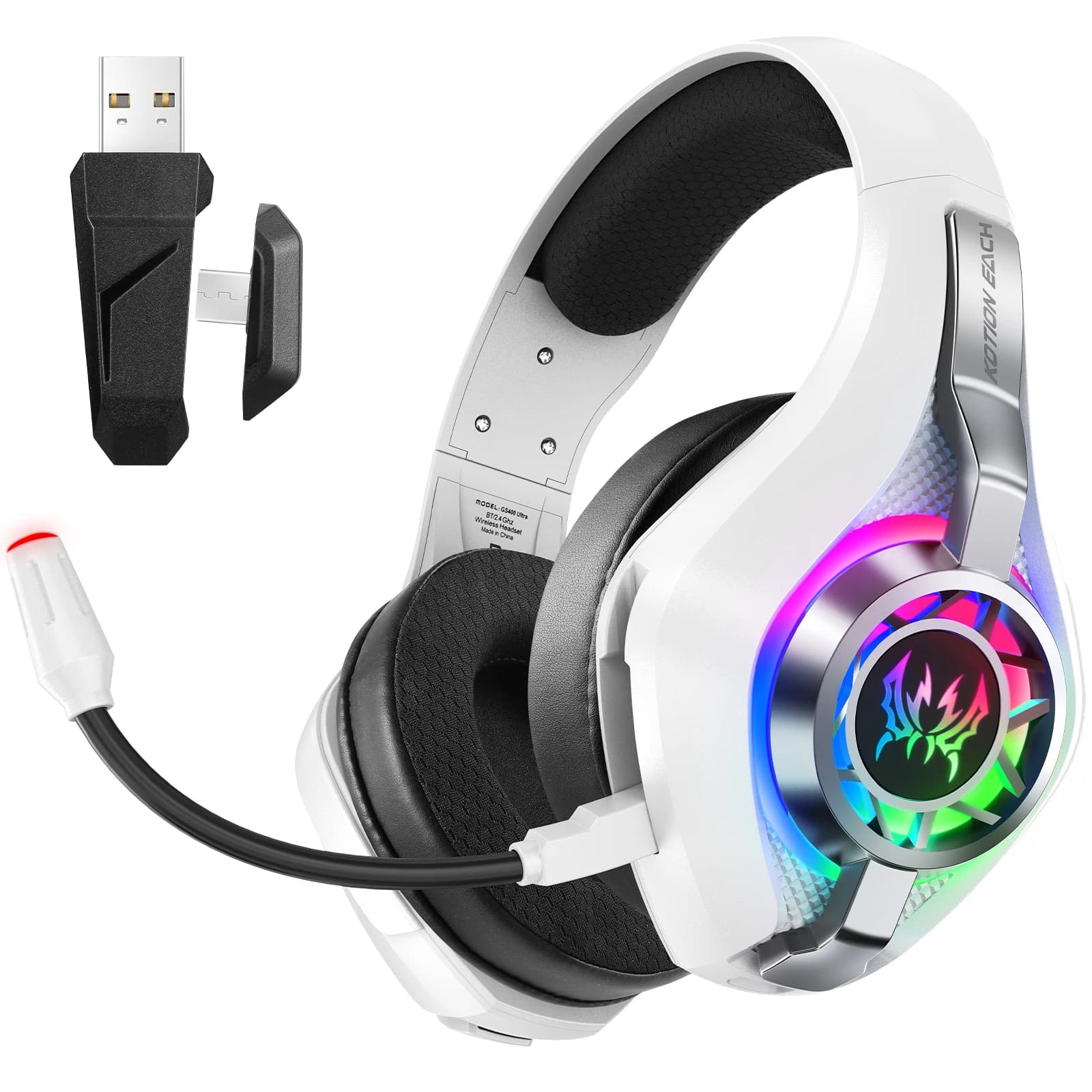 GS400 Ultra 2.4G RGB 20ms Wireless Gaming Headphones 7.1 low latency surround microphone for PC Mac PS4 PS5 Bluetooth Gaming Headset