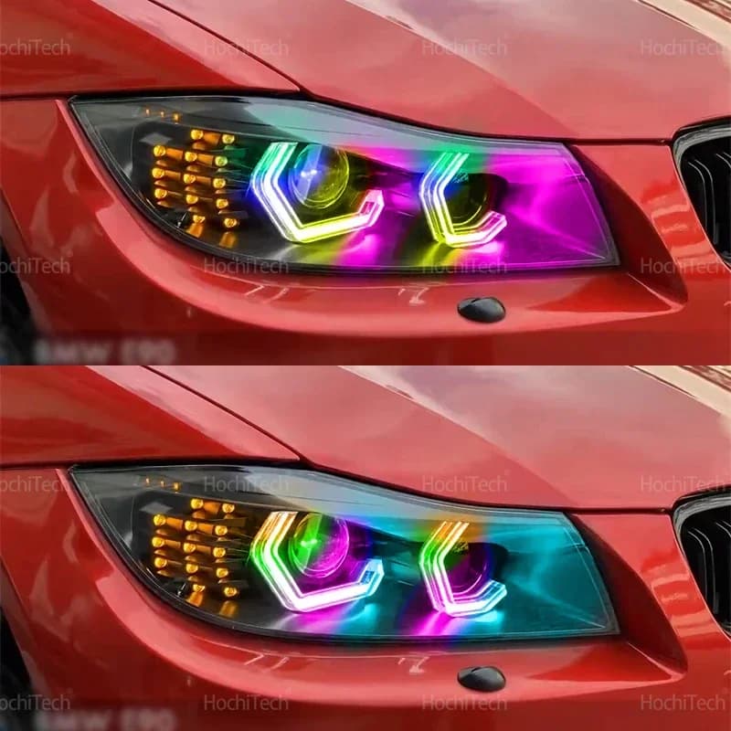 Per BMW Serie 3 E90 E91 2005-2012 Sequenziale APP Telecomando stile M4 Modalità multi-colorate Angel Eyes Anello LED Indicatore di direzione