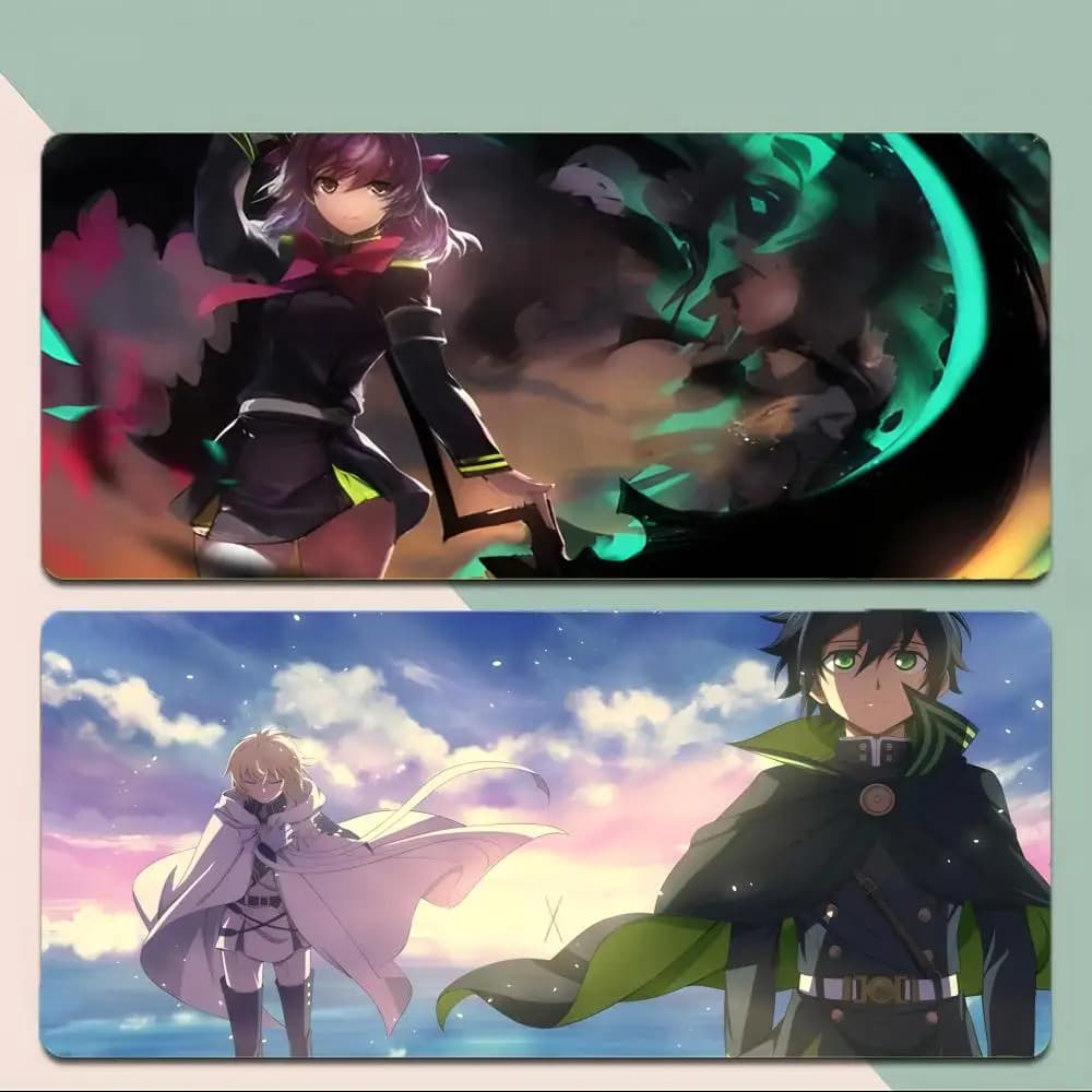 Dark Seraph of the End-s Mouse Pad Thick Stitched Edge Gaming Mousepad Large Non-Slip Desk Mat
