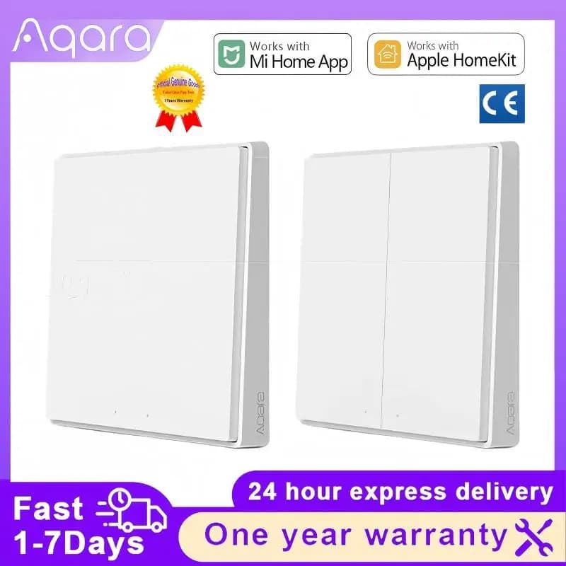 Aqara Interruttore da parete D1 Zigbee Pulsante luce wireless intelligente Telecomando compatibile con l'app Mijia HomeKit WiFi