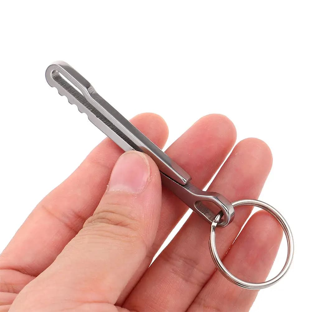 2 Pezzi Clip da Cintura in Acciaio Inossidabile, Porta Soldi Compatto, Portachiavi Portatile con Moschettone per Zaino e Cintura da Esterno