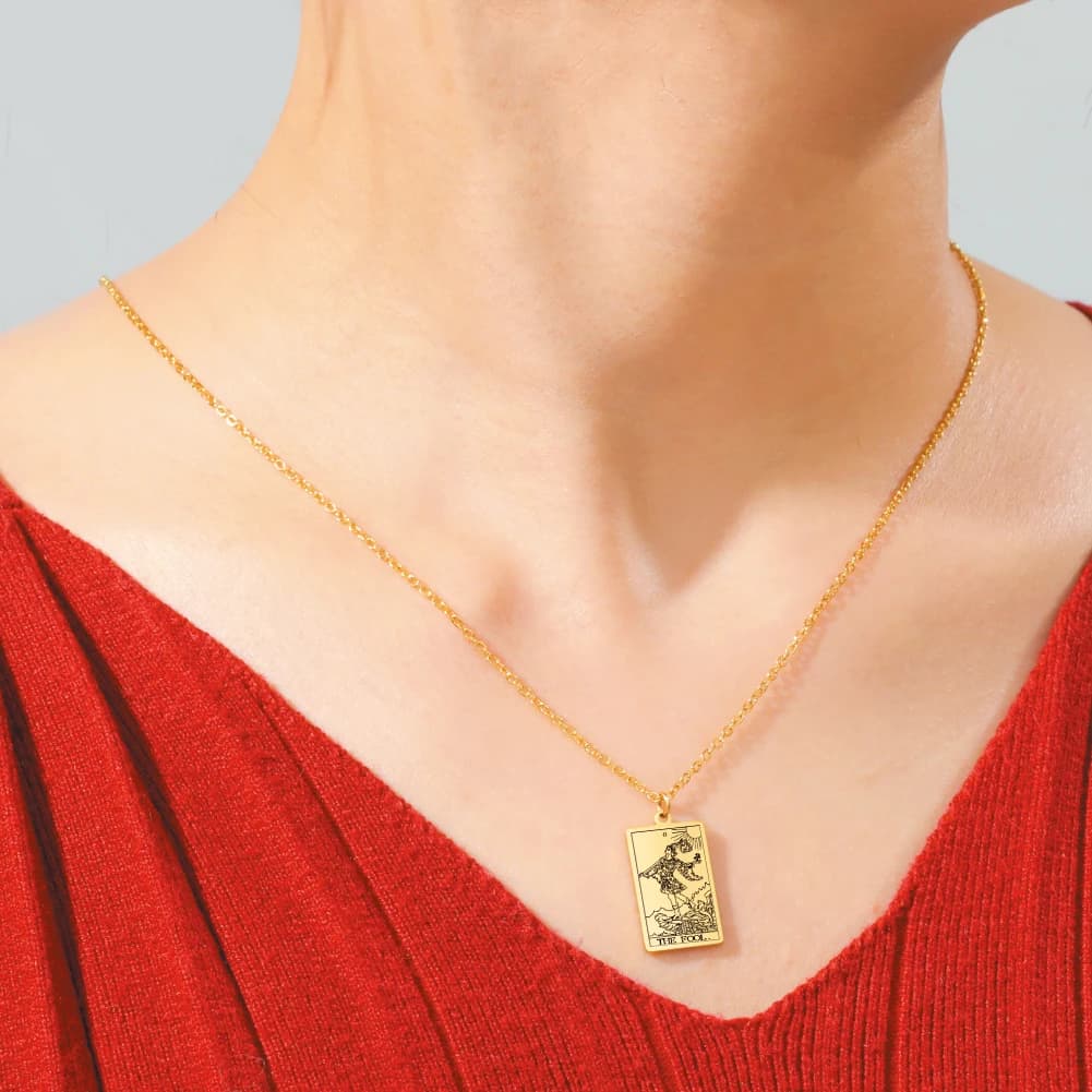 Collana con Carte dei Tarocchi Dawapara per Donne, Collana in Acciaio Inossidabile, Amuleto della Ricchezza, Gioiello Classico con Arcani Maggiori dei Tarocchi per Divinazione
